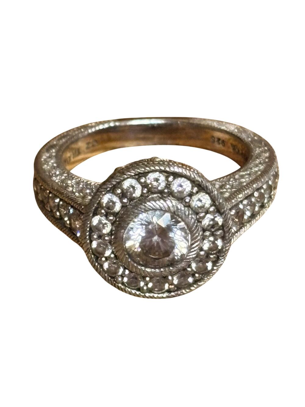 Judith Ripka Diamonique Estate Halo Ring Size 9 3.35 CTW